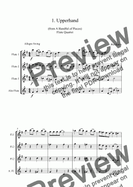 page one of Upperhand - from "A Handful of Pieces" - Flute Quartet
