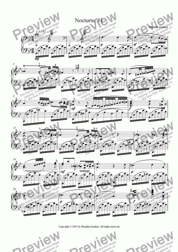 page one of Nocturne No. 1 in G Minor (live mp3!!!)