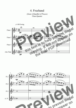 page one of  Freehand - from "A Handful of Pieces" - Flute Quartet