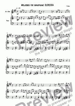 page one of Melodies for saxophone 01092004