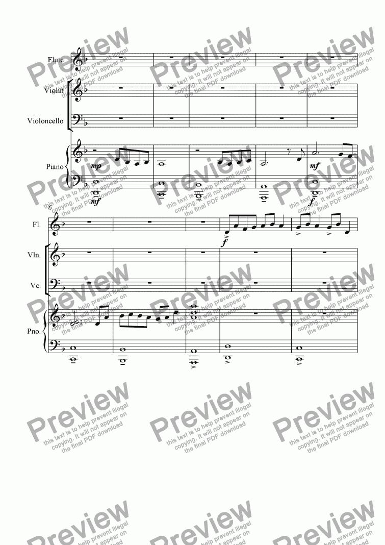 page one of Piano, Flute and Violin