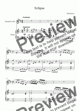 page one of Eclipse - Clarinet and Piano