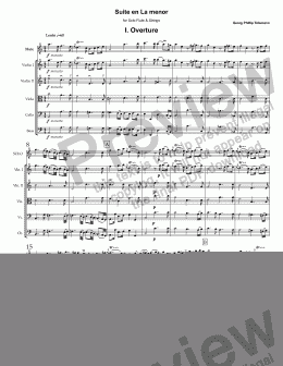page one of Telemann Suite for Flute & Strings in A minor