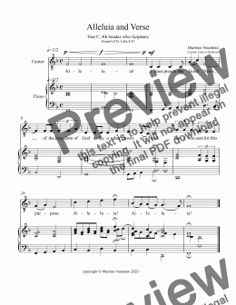 page one of Alleluia and Verse: Year C, 4th Sunday after Epiphany - “I must Preach the Good News” - Gospel of St. Luke 4:43 (tenor, piano)
