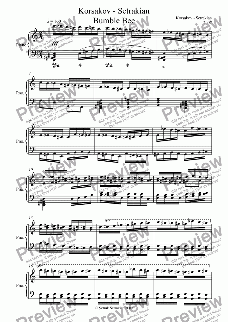 page one of Korsakov -Setrakian, Bumble Bee