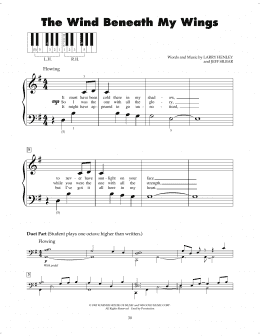 page one of The Wind Beneath My Wings (5-Finger Piano)