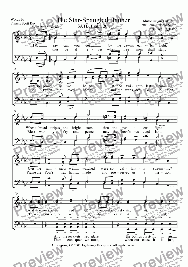 page one of The Star-Spangled Banner (SATB)