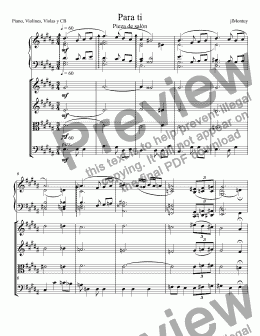 page one of For you", for Piano and String Quartet
