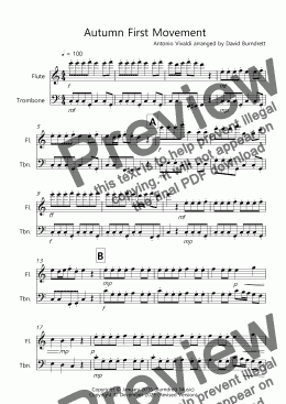 page one of Autumn First Movement for Flute and Trombone Duet
