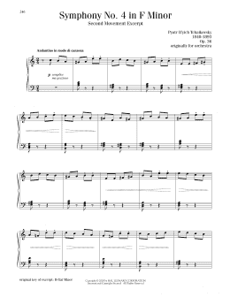 page one of Symphony No. 4 In F Minor, Op. 36, Second Movement Excerpt (Piano Solo)