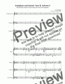 page one of Antiphon and Introit: Year B, Advent 2 - “Restore us, God” - Psalm 80 (vulgate: 79); Noël for Organ, Trumpets, Timpani, Strings, SA Junior Choir & Congregation