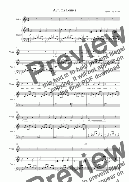 page one of Autumn Comes (for voice and piano)