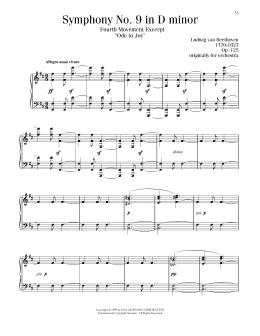 page one of Ode To Joy (Piano Solo)