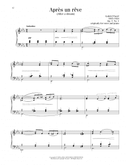page one of Apres Un Reve (Piano Solo)