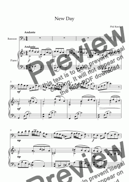 page one of New Day - Bassoon and Piano