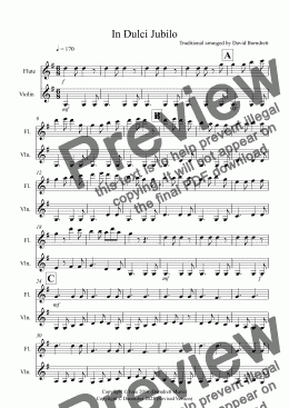 page one of In Dulci Jubilo for Flute and Violin Duet