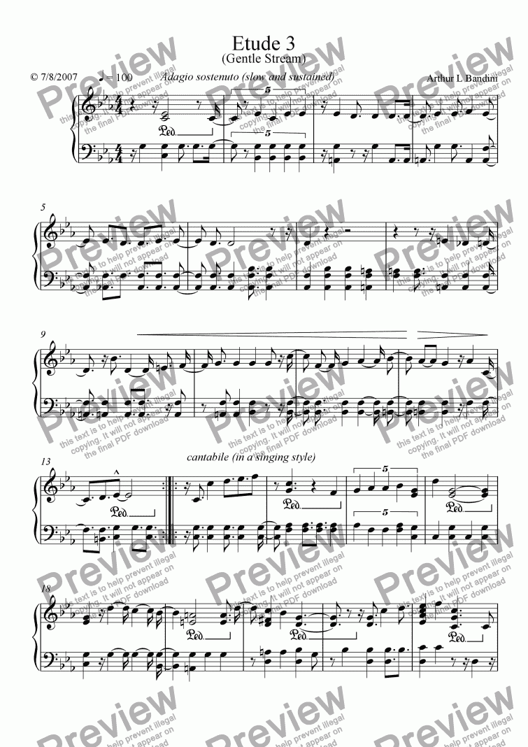 page one of Etude 3 (Gentle Stream)