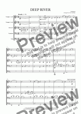 page one of Deep River (brass quintet)