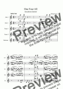 page one of One Four All - Saxophone Quintet (AATTB)