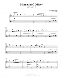 page one of Minuet In G Minor, BWV Anh. 115 (Educational Piano)