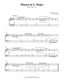 page one of Minuet In G Major, BWV Anh. 114 (Educational Piano)