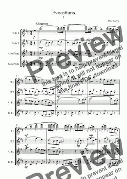 page one of Evocations - Flute Quartet