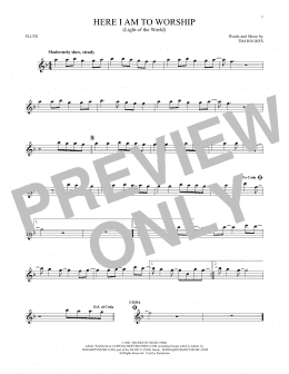 page one of Here I Am To Worship (Light Of The World) (Flute Solo)