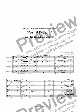page one of  'Poet & Peasant' arr. for Saxophone Quartet
