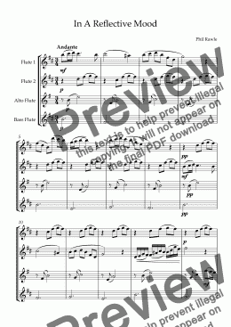 page one of In A Reflective Mood - Flute Quartet