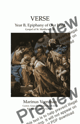 page one of Verse of the Day: Year B, Epiphany of Our Lord - "Where is He?" - Gospel of St. Matthew 2:2b; SAT and Piano