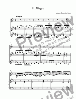 page one of Bach,Johann Sebastian (after Vivaldi) - Concerto in D major, BWV 972 - III.Allegro for trumpet piccolo A & piano
