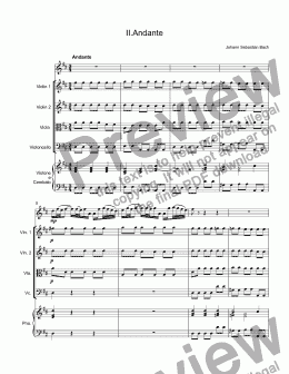 page one of Bach,Johann Sebastian (after Vivaldi) - Concerto in D major, BWV 972 - II.Andante for trumpet piccolo A & string orchestra
