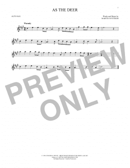 page one of As The Deer (Alto Sax Solo)