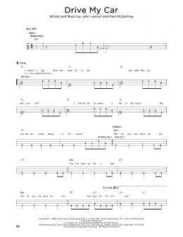 page one of Drive My Car (Easy Bass Tab)