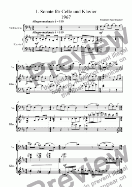 page one of 1. Sonate fuer Cello und Klavier