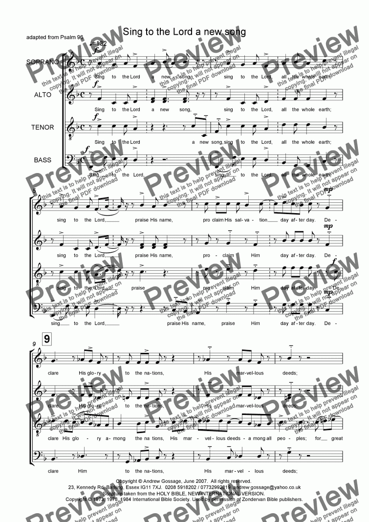 page one of Sing to the Lord a new song (a capella)