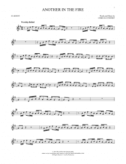 page one of Another In The Fire (Clarinet Solo)