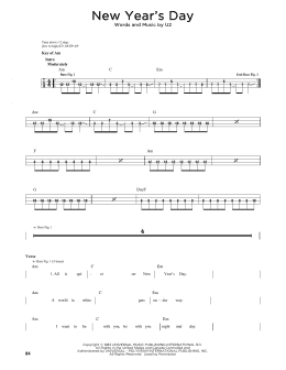 page one of New Year's Day (Easy Bass Tab)