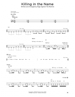 page one of Killing In The Name (Easy Bass Tab)