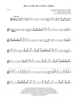 page one of Because He Lives, Amen (Flute Solo)