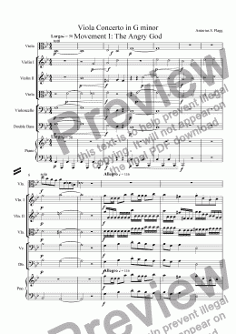 page one of Viola Concerto in G minor Movement I: The Angry God