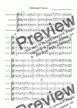 page one of Hallelujah Chorus for Saxophone Quartet