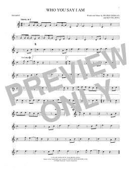 page one of Who You Say I Am (Trumpet Solo)