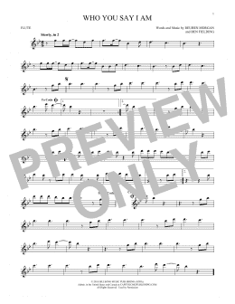 page one of Who You Say I Am (Flute Solo)