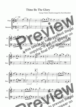 page one of Thine Be The Glory for Flute and Bassoon Duet