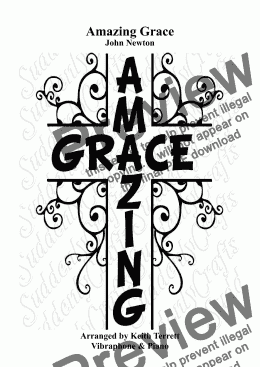 page one of Amazing Grace for Vibraphone (Mallet Percussion) & Piano