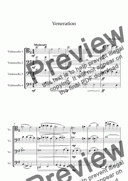 page one of Veneration - Cello Quartet