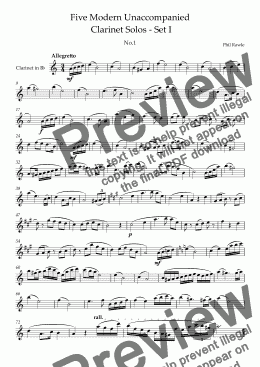 page one of Five Modern Unaccompanied  Clarinet Solos - Set I