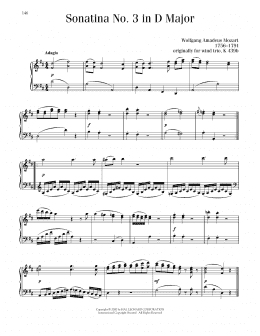 page one of Sonatina No. 3 In D Major (Piano Solo)
