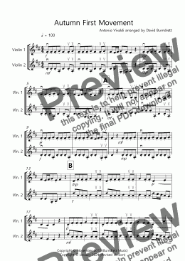 page one of Autumn First Movement for Violin Duet